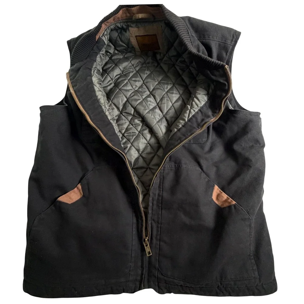Venado Heavy Canvas Utility Work Vest Quilted Black Ranch Heritage XL, rugged
